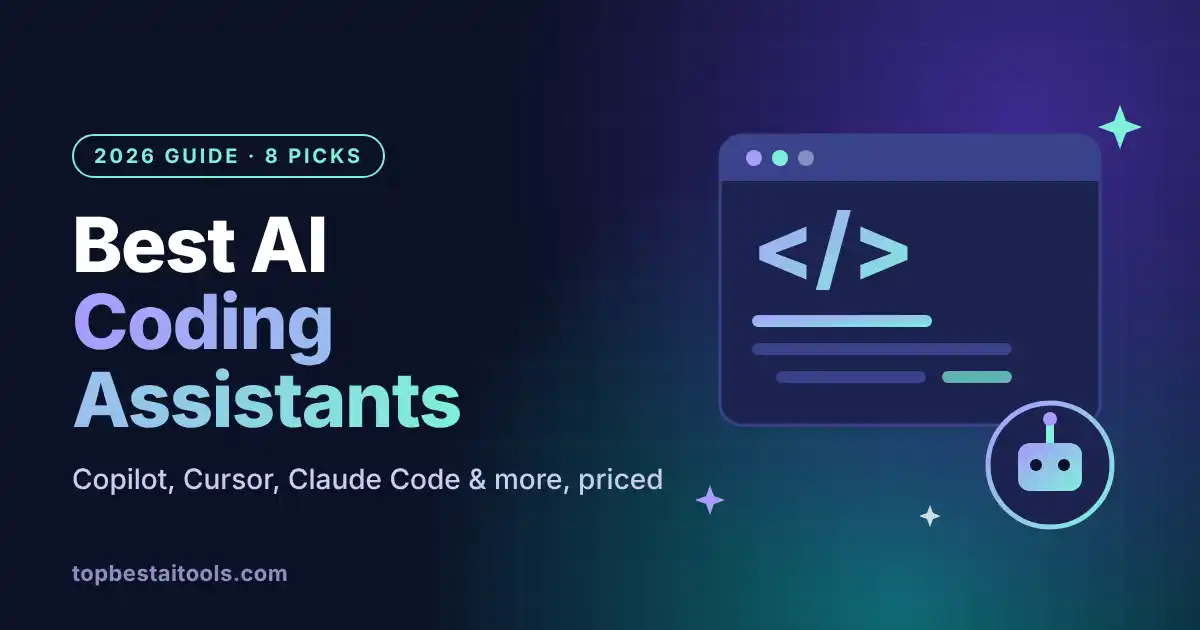 Best AI coding assistants 2026 guide: code window with a small AI helper icon